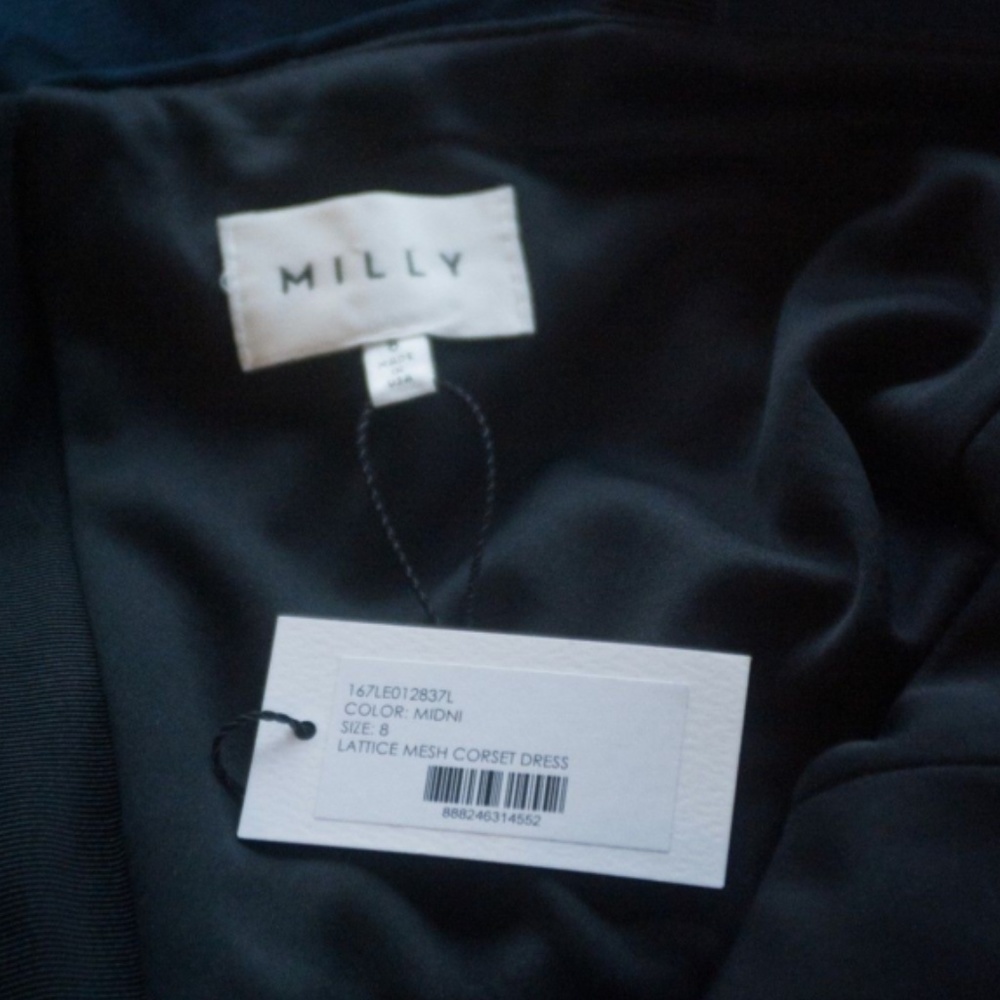 NWT Milly Size 8 Navy Blue Lattice Dress - Picture 4 of 8